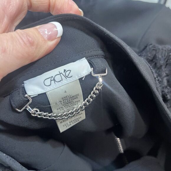 Cache Full Zip Front Lace Jacket size 4 Slinky Stretch Wedding Cocktail Disco - Picture 12 of 12